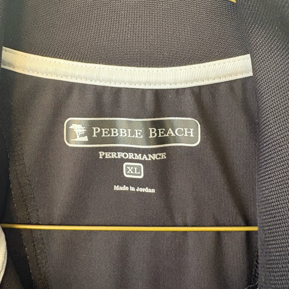 Pebble Beach Black Polo Shirt with White Stitching - Picture 2 of 3